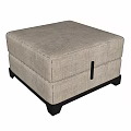 Light Gray Fabric Ottoman With Stitched Design Black Short Legs And Storage Function 3d model