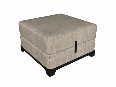 Light Gray Fabric Ottoman With Stitched Design Black Short Legs And Storage Function 3d model