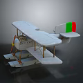 Vintage White Biplane Model With Red Green Tail And Wooden Frame