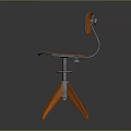 Modern Orange Chair With Wooden Seat And Backrest Metal Three Leg Spring Structure