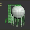Industrial Spherical Storage Tank With Metal Ladder Platform And Concrete Supports