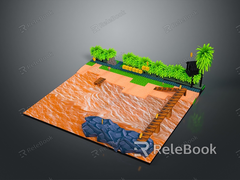 Gulf Stream Bend Riverbed River Water to Landscape Freehand Landscape Landscape Landscape Landscape Art Scene model