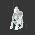 Detailed 3D Rendered Gorilla Character In Squatting Pose On Gray Background