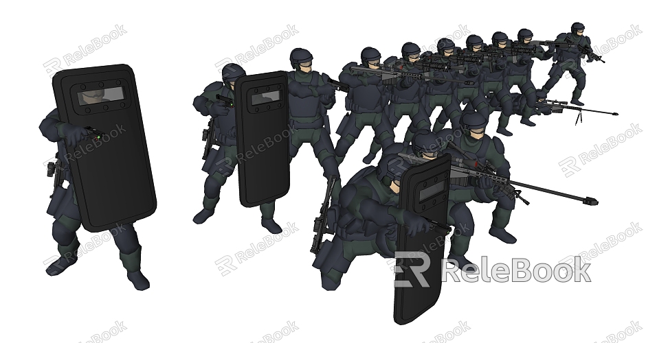 Modern Man Armed Special Police Shield model