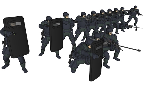 Modern Man Armed Special Police Shield 3d model