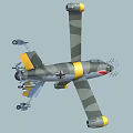 Military Fighter Jet With Camouflage Paint Shark Mouth Design And Wings