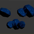 Blue Glowing Crystal Structures With Illuminated Textured Surfaces And Geometric Shapes 3d model
