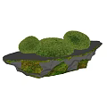 Modern moss landscape landscaping plant installation landscape sketch stone table top 3d model