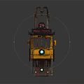 Vintage Yellow New York Tram With Classic Metal Body Steps And Cable Connection