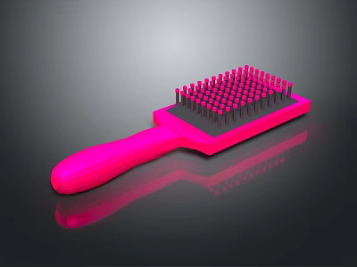 Pink Handle Brush With Modern Design And Neatly Arranged Bristles For Home Use 3d model