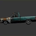Rusted Teal Vintage Pickup Truck With Worn Exterior And Classic Design