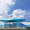 Zhonggang Petroleum Modern Gas Station With Fuel Pumps Canopy And Vehicles