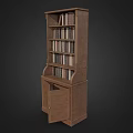 Wooden Bookcase Furniture With Multiple Shelves And Cabinet Door Storage For Books