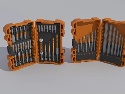 Complete Hardware Tools Set In Orange Case With Various Drill Bits And Accessories 3d model