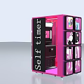 Pink Self Timer Public Facility With Multiple Screens And Compartments 3d model