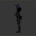 Anime Style Game Movie Character With Cat Ears Blue Hair Black Outfit And Arms Outstretched