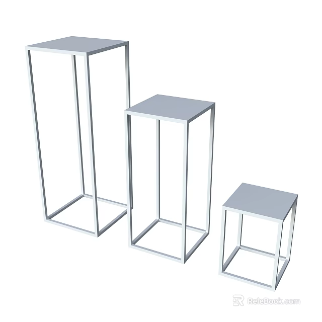 Modern Metal Flower Stand Set of Three with Sleek Design and Different Sizes 3d model 