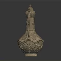 Traditional Style Ceramic Wine Bottle Featuring Intricate Dragon Carvings And Floral Patterns On Dark Background