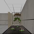 Indoor Landscape Interior Design With Wooden Lattice Orange Leaf Tree Green Bonsai And Water Features