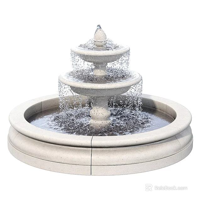 Three Tier Stone Garden Ornament Fountain With Flowing Water For Yard Decor 3d model 