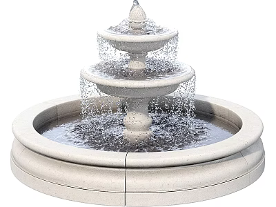 Three Tier Stone Garden Ornament Fountain With Flowing Water For Yard Decor 3d model