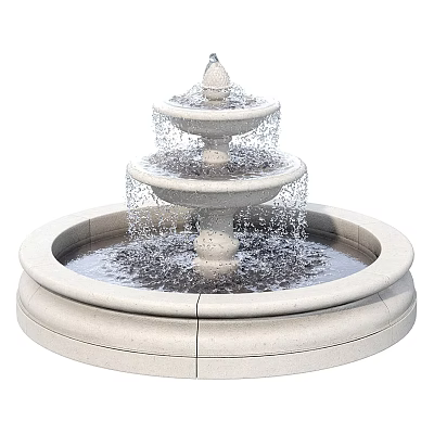 Three Tier Stone Garden Ornament Fountain With Flowing Water For Yard Decor 3d model