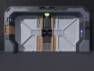Futuristic Control Panel with Metallic Texture Green Blue Indicators and Grid Design Elements 3d model