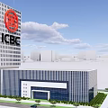 Modern ICBC Bank Building Architectural Design In Urban Setting With Glass Facade