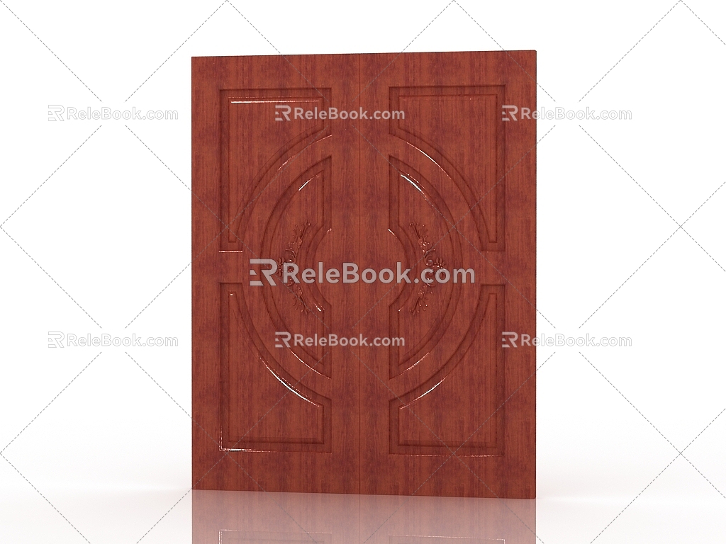 American door solid wood door 3d model