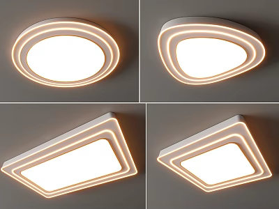 Modern White Ceiling Lights With Various Shapes And Soft LED Lighting 3d model