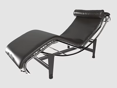 Modern Black Leather Lounge Chair With Stylish Metal Frame And Comfortable Design 3d model