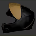 Black Motorcycle Helmet With Yellow Tinted Visor And Ultracomfort Geometric Design