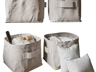 Durable Linen Bathroom Accessories Storage Bags for Organizing Toiletries Towels and Combs 3d model