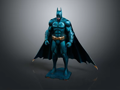 Unique Furniture Decor Featuring Blue Batman Statue With Cape On Black Base 3d model