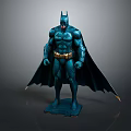 Unique Furniture Decor Featuring Blue Batman Statue With Cape On Black Base