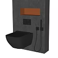 Sleek Wall Mounted Toilet With Gray Seat Flush Buttons And Bidet Sprayer On Gray Wall
