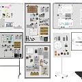 Office Display Boards With Notes Charts And Documents 3d model