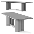 Natural Wooden Long Table With Simple Structure And Smooth Surface Design 3d model