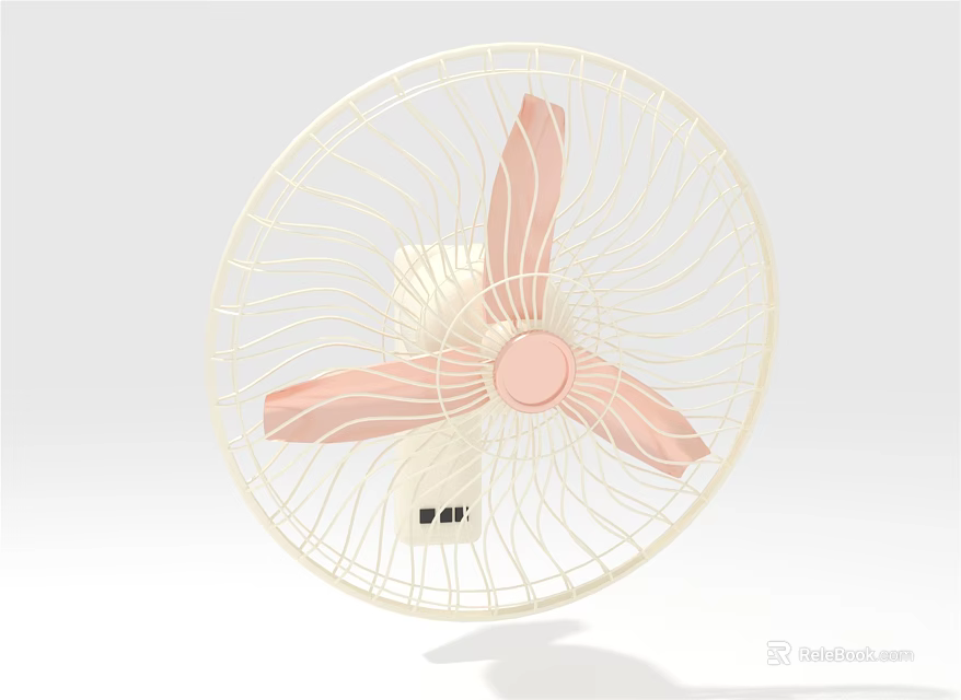 Modern Air Cooler Fan With Pink Blades White Frame And Round Protective Grill Design 3d model 
