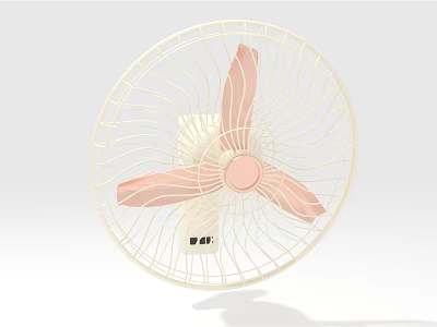 Modern Air Cooler Fan With Pink Blades White Frame And Round Protective Grill Design 3d model