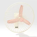 Modern Air Cooler Fan With Pink Blades White Frame And Round Protective Grill Design