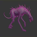 Game Movie Character Slim Spiky Creature With Sharp Teeth Open Mouth Standing Pose