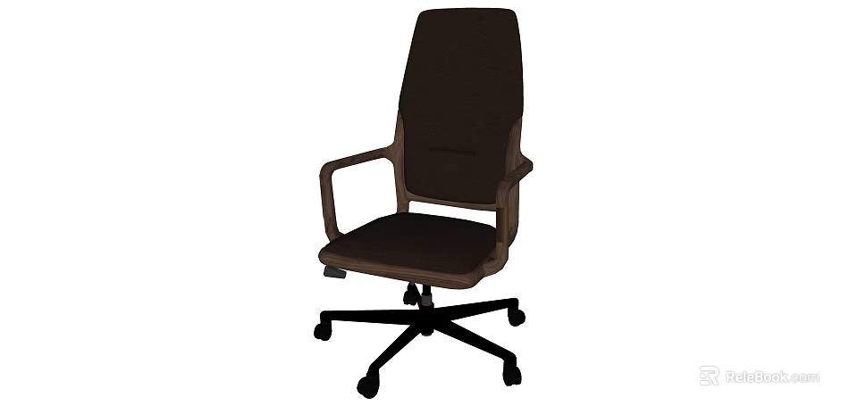 Ergonomic High Back Office Chair With Armrests Swivel Wheels And Comfortable Brown Fabric 3d model 