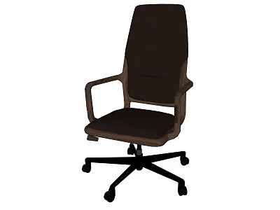 Ergonomic High Back Office Chair With Armrests Swivel Wheels And Comfortable Brown Fabric 3d model