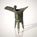 Traditional Bronze Drinking Vessel A Vintage Household Item With Three Legs And Intricate Carvings