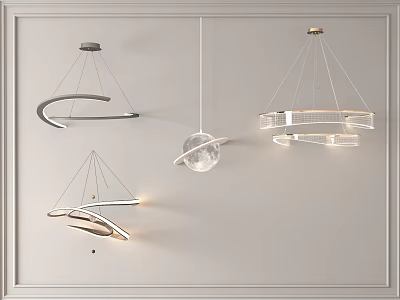 Modern Chandeliers With Sleek Circular And Spiral Designs For Contemporary Lighting 3d model