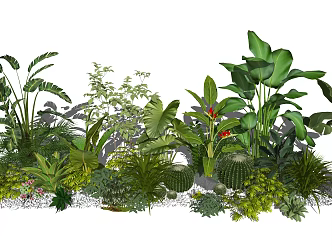 Modern Shrub Potted Green Plant Green Plant Shrub Cactus 3d model
