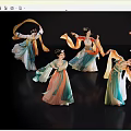 Women Elegantly Dancing In Ancient Costumes With Flowing Robes And Sleeves