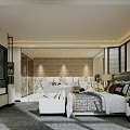Modern Hotel Guest Room Interior With White Sofa Coffee Table TV Wooden Decor And Bookshelf