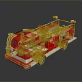 Red Fire Truck Model With Ladder Shiny Details And Metal Wheels